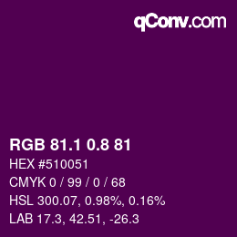 カラーコード: RGB 81.1 0.8 81 | qconv.com