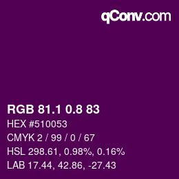 カラーコード: RGB 81.1 0.8 83 | qconv.com