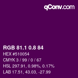 カラーコード: RGB 81.1 0.8 84 | qconv.com