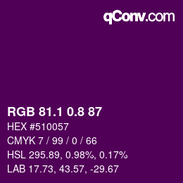 カラーコード: RGB 81.1 0.8 87 | qconv.com