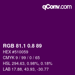 カラーコード: RGB 81.1 0.8 89 | qconv.com