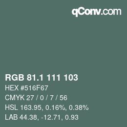 Farbcode: RGB 81.1 111 103 | qconv.com