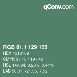 カラーコード: RGB 81.1 129 105 | qconv.com