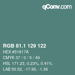 Color code: RGB 81.1 129 122 | qconv.com