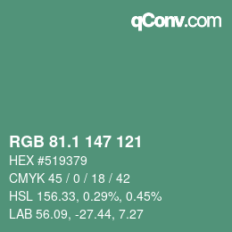 Color code: RGB 81.1 147 121 | qconv.com