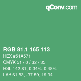 カラーコード: RGB 81.1 165 113 | qconv.com