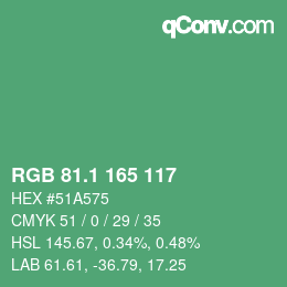 カラーコード: RGB 81.1 165 117 | qconv.com