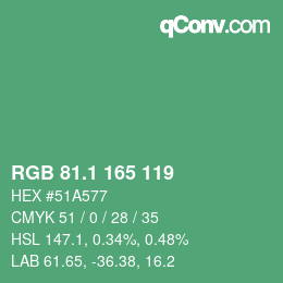 カラーコード: RGB 81.1 165 119 | qconv.com