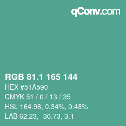 カラーコード: RGB 81.1 165 144 | qconv.com