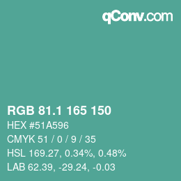 Color code: RGB 81.1 165 150 | qconv.com