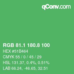 カラーコード: RGB 81.1 180.8 100 | qconv.com