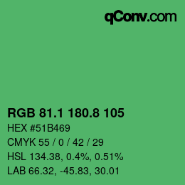 カラーコード: RGB 81.1 180.8 105 | qconv.com