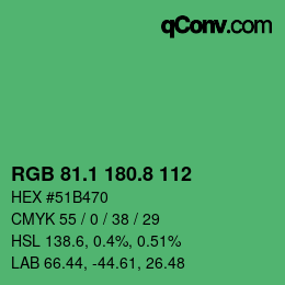カラーコード: RGB 81.1 180.8 112 | qconv.com