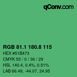 カラーコード: RGB 81.1 180.8 115 | qconv.com