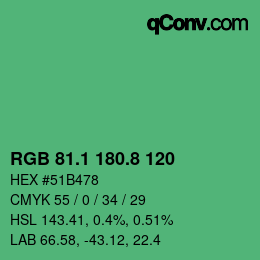 カラーコード: RGB 81.1 180.8 120 | qconv.com