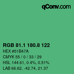 カラーコード: RGB 81.1 180.8 122 | qconv.com