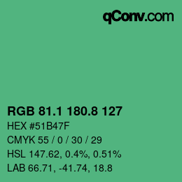 カラーコード: RGB 81.1 180.8 127 | qconv.com