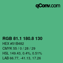 カラーコード: RGB 81.1 180.8 130 | qconv.com