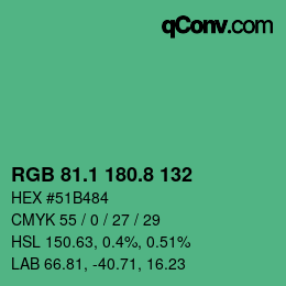 カラーコード: RGB 81.1 180.8 132 | qconv.com