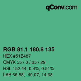 カラーコード: RGB 81.1 180.8 135 | qconv.com