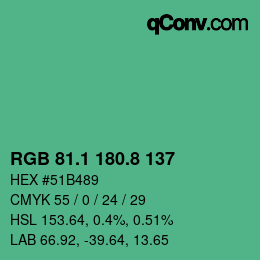 カラーコード: RGB 81.1 180.8 137 | qconv.com