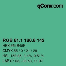 カラーコード: RGB 81.1 180.8 142 | qconv.com