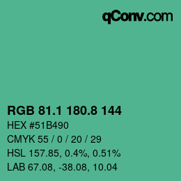 Color code: RGB 81.1 180.8 144 | qconv.com