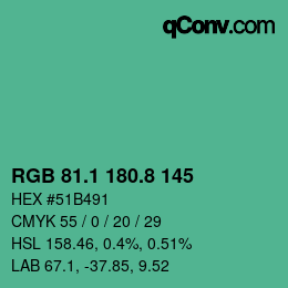 カラーコード: RGB 81.1 180.8 145 | qconv.com