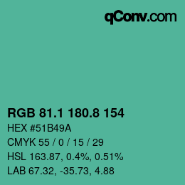 Color code: RGB 81.1 180.8 154 | qconv.com