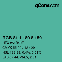 Color code: RGB 81.1 180.8 159 | qconv.com