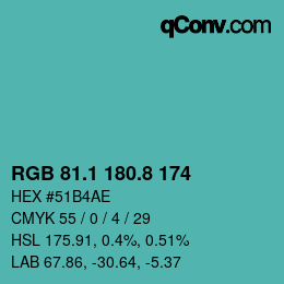 Color code: RGB 81.1 180.8 174 | qconv.com