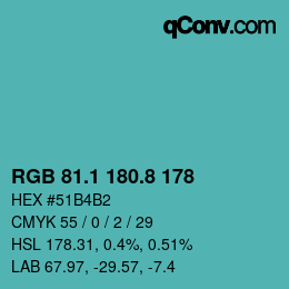 Color code: RGB 81.1 180.8 178 | qconv.com
