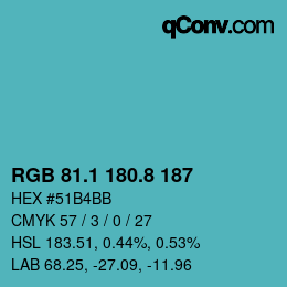 Farbcode: RGB 81.1 180.8 187 | qconv.com