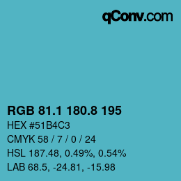 カラーコード: RGB 81.1 180.8 195 | qconv.com