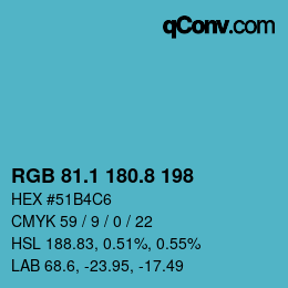 Color code: RGB 81.1 180.8 198 | qconv.com