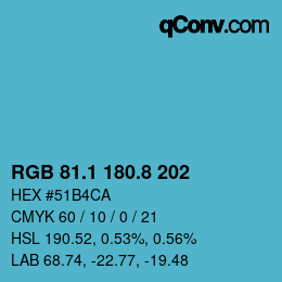 Color code: RGB 81.1 180.8 202 | qconv.com