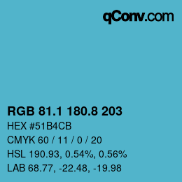 Color code: RGB 81.1 180.8 203 | qconv.com