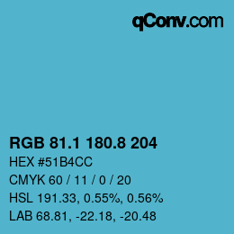 Color code: RGB 81.1 180.8 204 | qconv.com