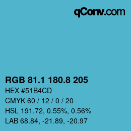 カラーコード: RGB 81.1 180.8 205 | qconv.com