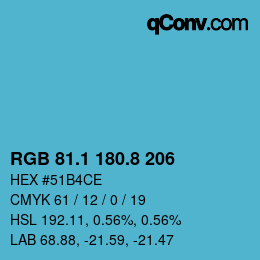 Color code: RGB 81.1 180.8 206 | qconv.com