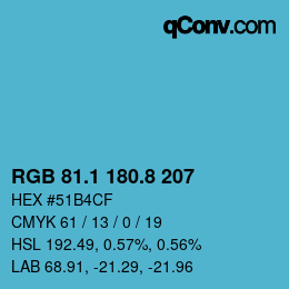 Color code: RGB 81.1 180.8 207 | qconv.com