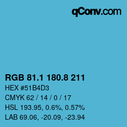 Color code: RGB 81.1 180.8 211 | qconv.com