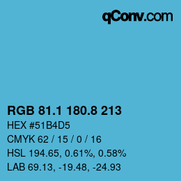 カラーコード: RGB 81.1 180.8 213 | qconv.com
