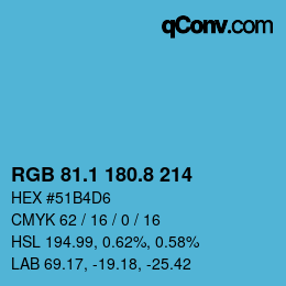 カラーコード: RGB 81.1 180.8 214 | qconv.com