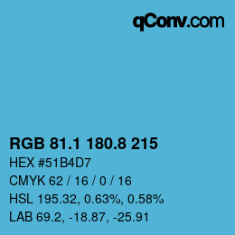 カラーコード: RGB 81.1 180.8 215 | qconv.com