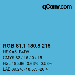 Color code: RGB 81.1 180.8 216 | qconv.com