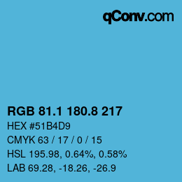 Color code: RGB 81.1 180.8 217 | qconv.com