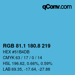 カラーコード: RGB 81.1 180.8 219 | qconv.com
