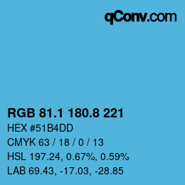 Color code: RGB 81.1 180.8 221 | qconv.com
