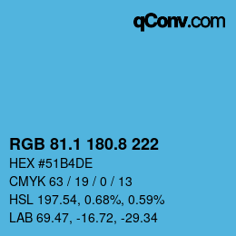 Color code: RGB 81.1 180.8 222 | qconv.com